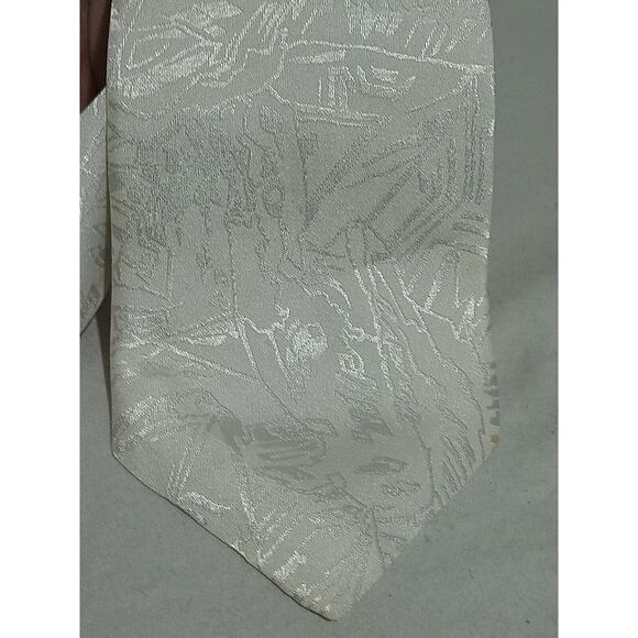 Ketch White On White Abstract Print Polyester Tie - Picture 6 of 8